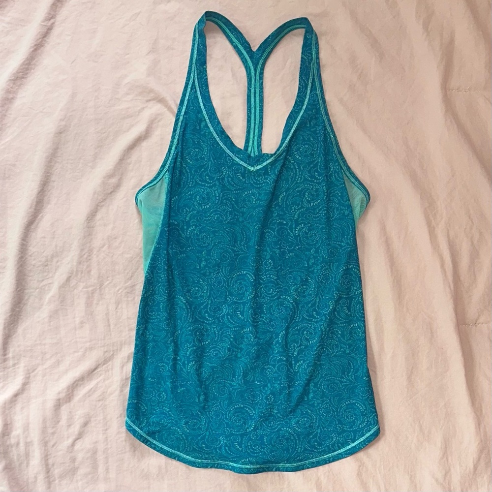 Teal blue lululemon fast lane singlet tank top